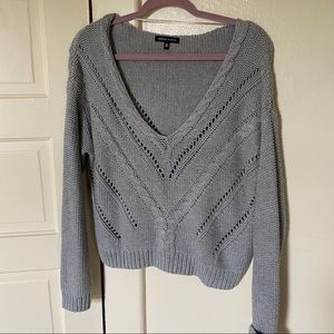 Kendall & Kylie Grey V-Neck Sweater
